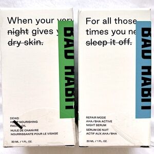 BAD HABIT Dewd Hemp Facial Oil And Repair Mode Night Serum--NEW--2 Btl Set